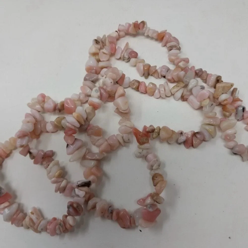Natural Pink quartz Stone two Beaded Necklaces
